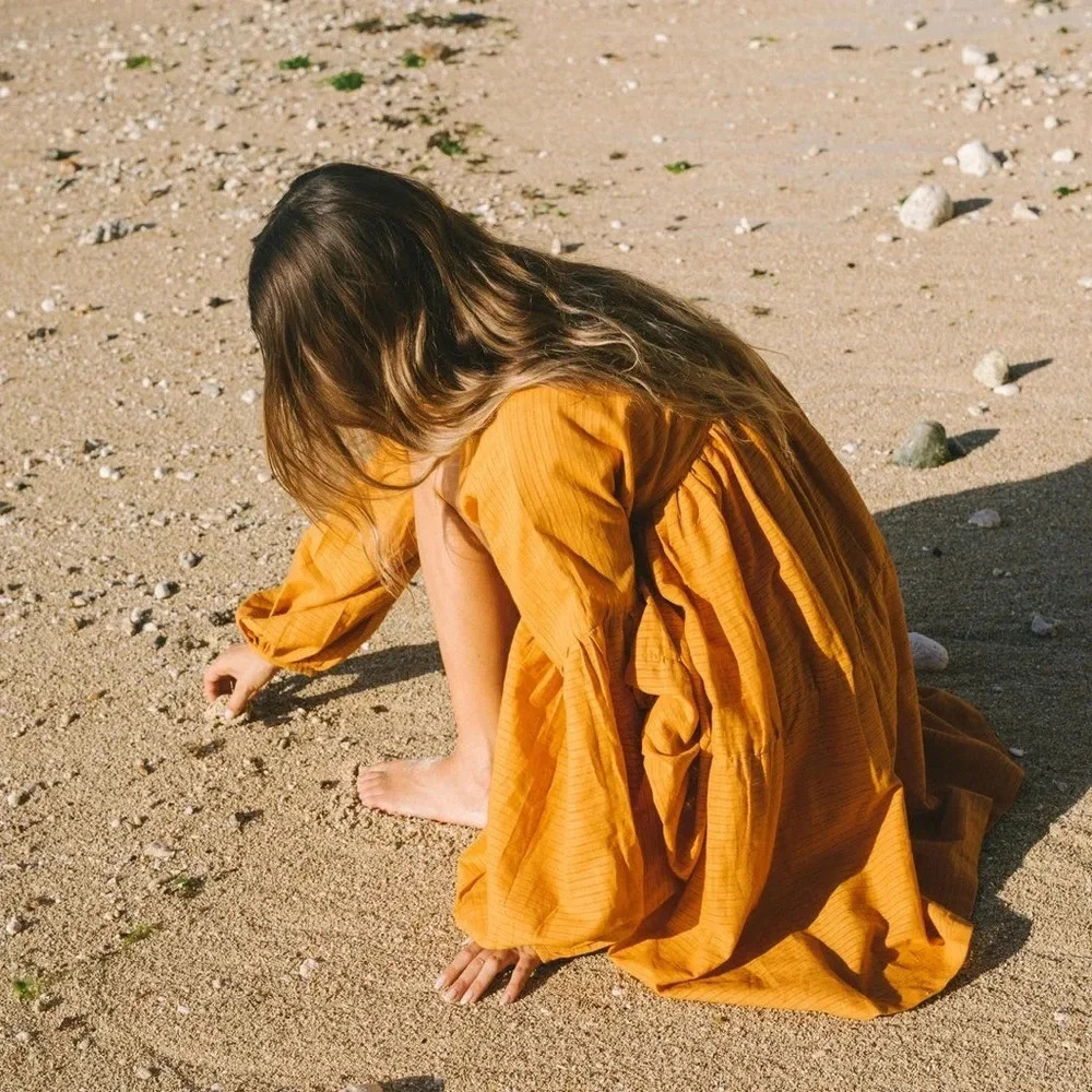 NEW A PERFECT NOMAD Symi Dress Trapez Organic Cotton Ochre Orange One Size - Picture 3 of 16